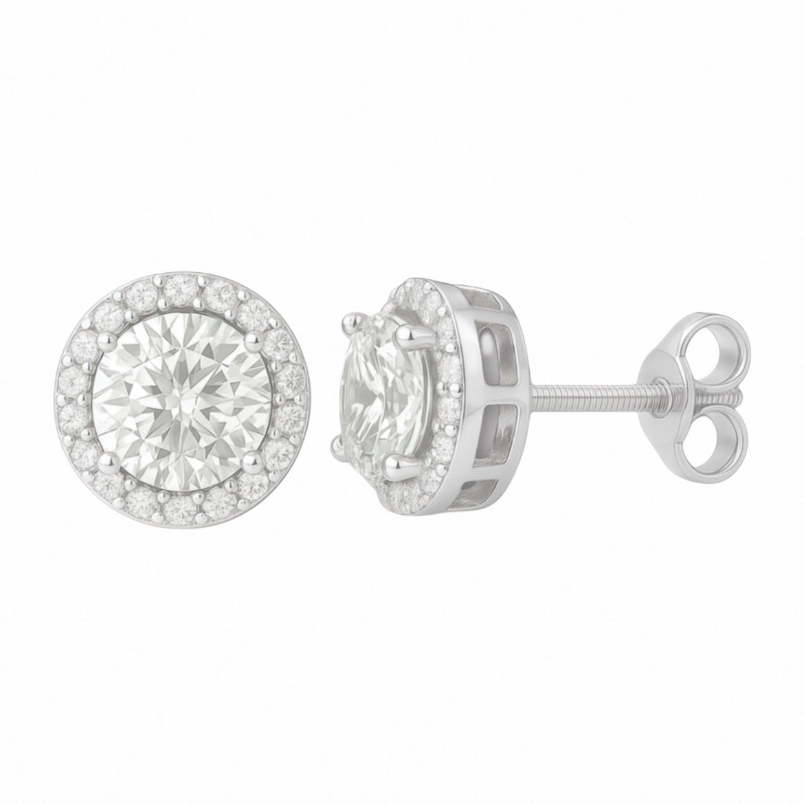 Moissanite Halo Earrings