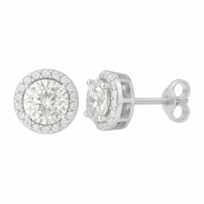 Moissanite Halo Earrings