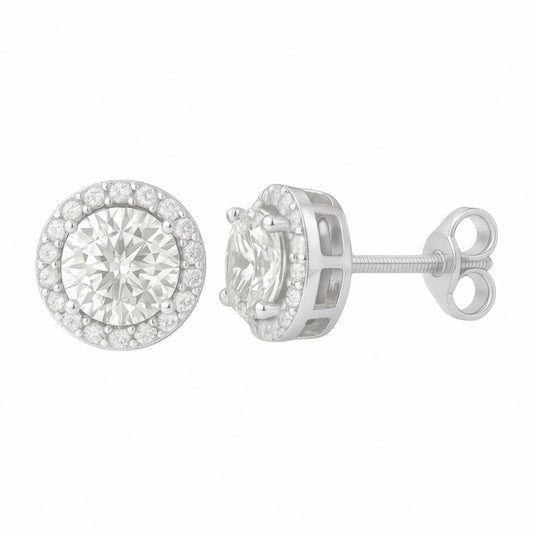 Moissanite Halo Earrings