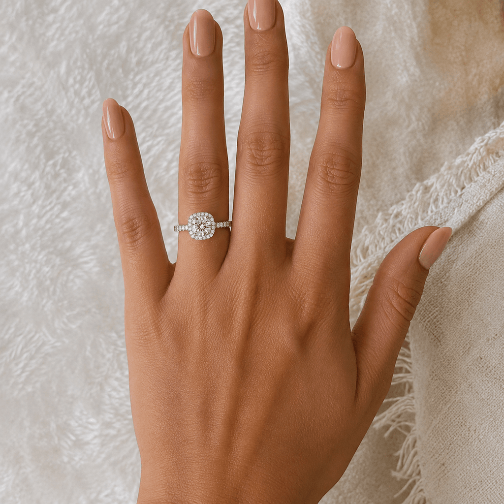 Moissanite Square Halo Ring