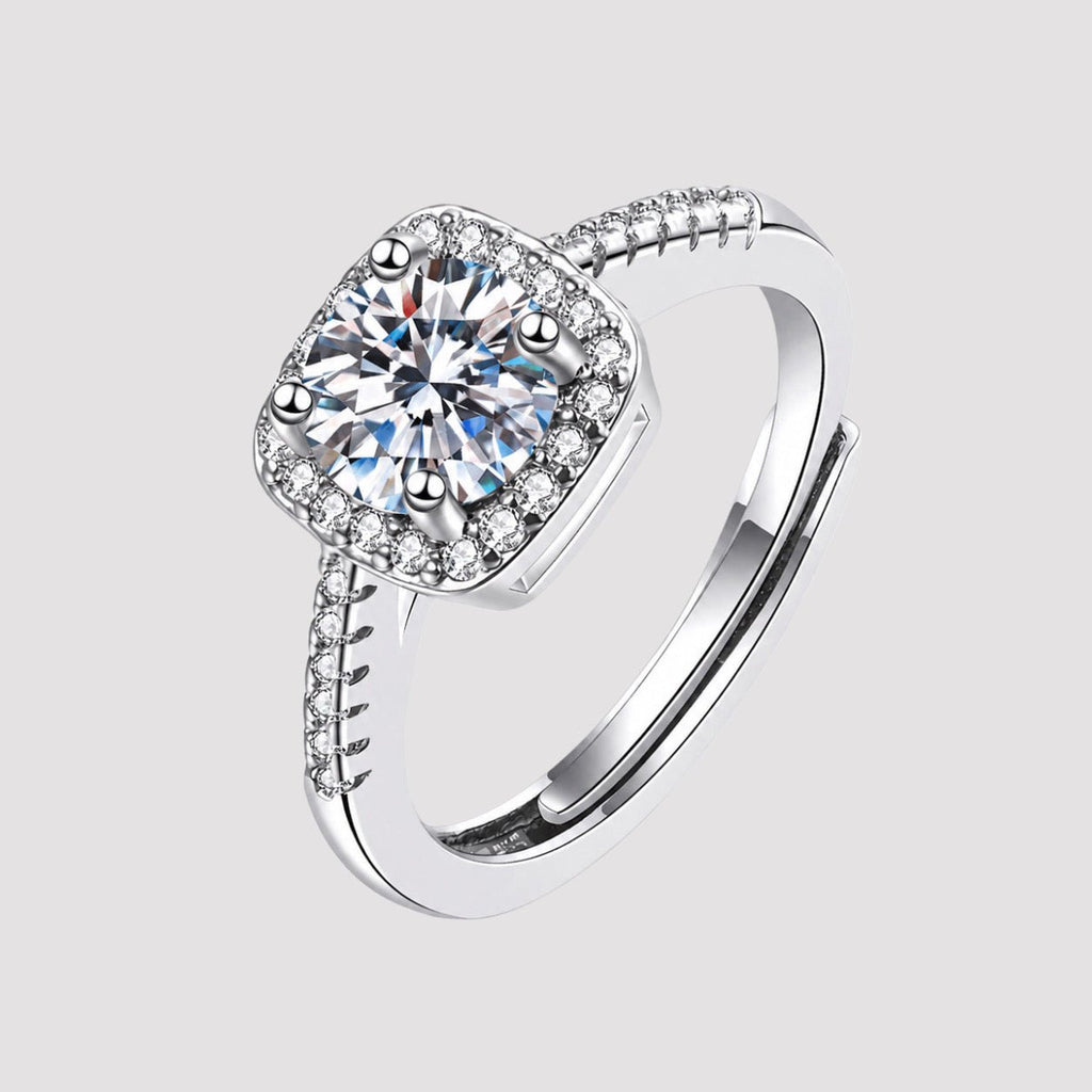 Moissanite Square Halo Ring