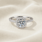 Moissanite Square Halo Ring