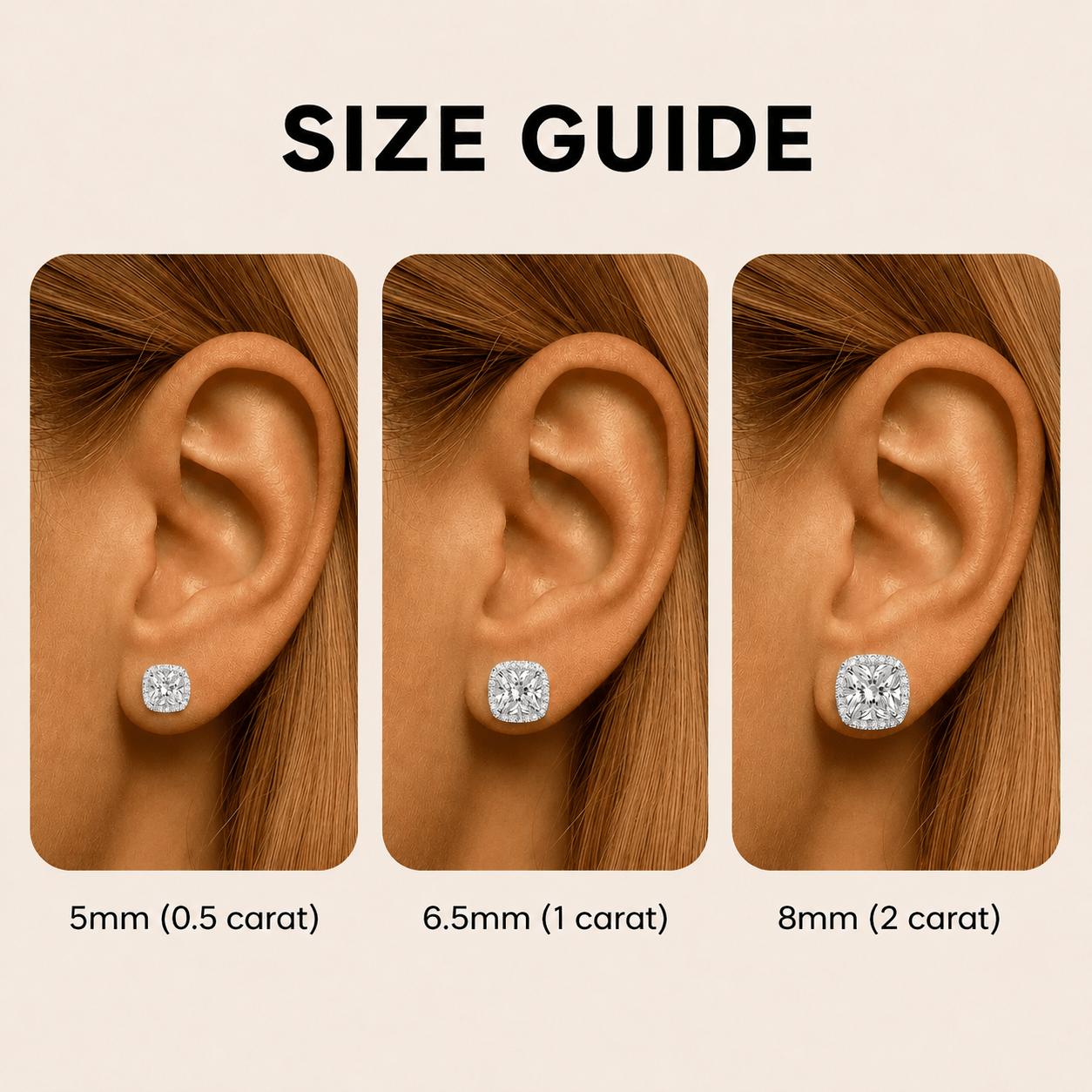 Square Moissanite Halo Earrings
