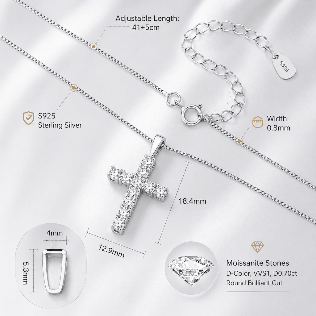Moissanite Cross Necklace