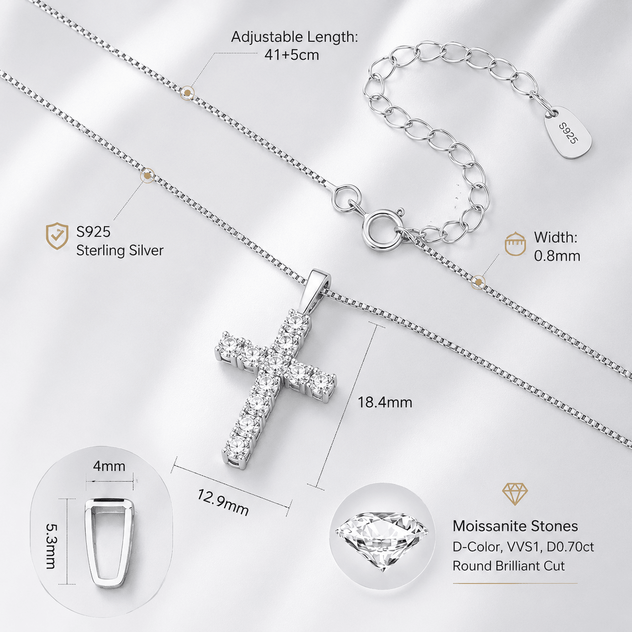 Moissanite Cross Necklace