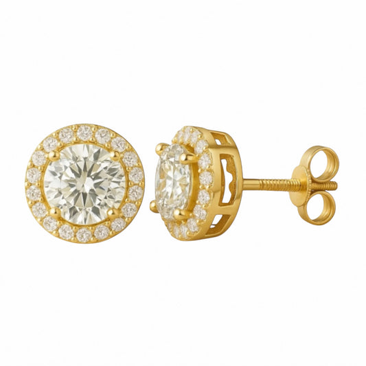 Moissanite Halo Earrings