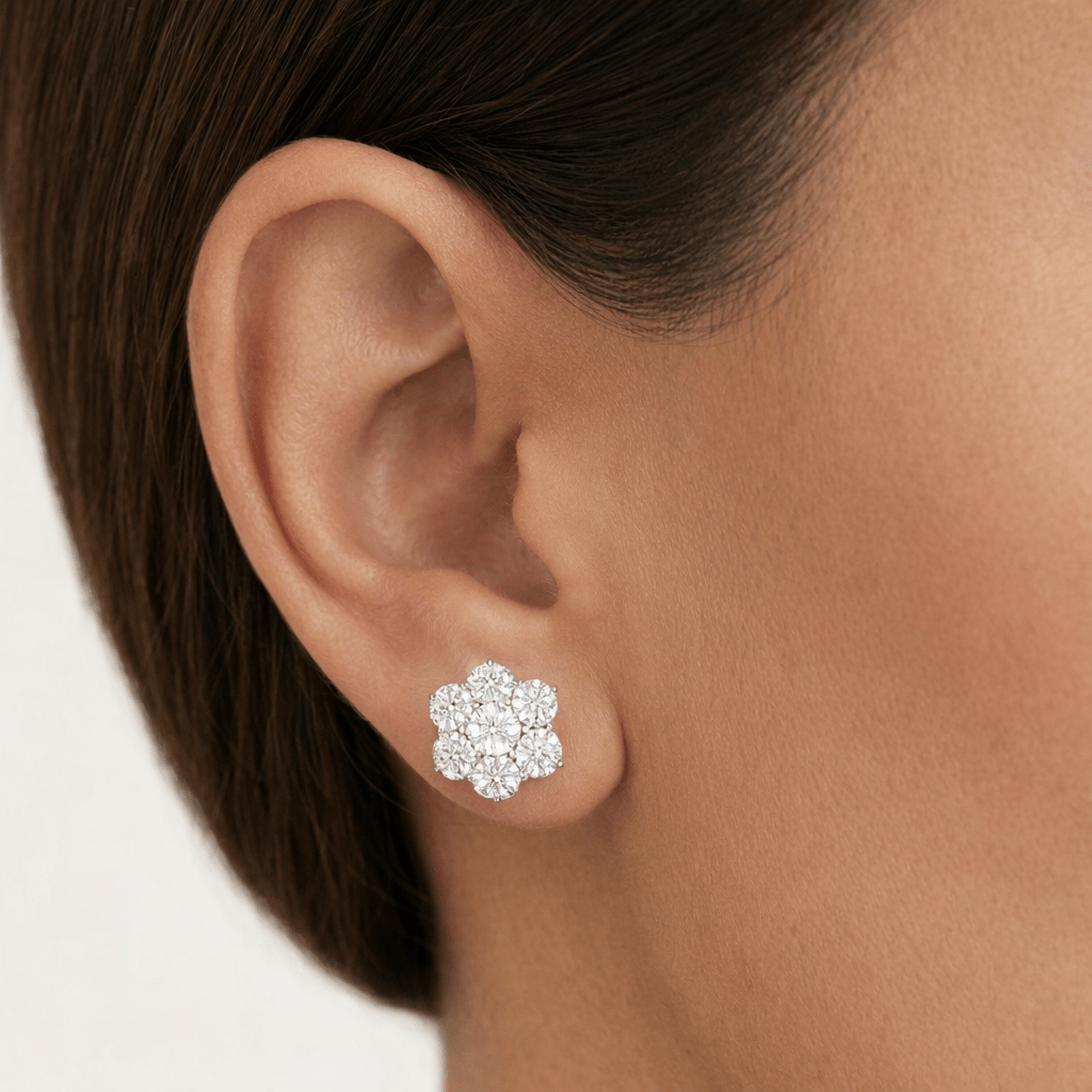 Moissanite Flower Earrings