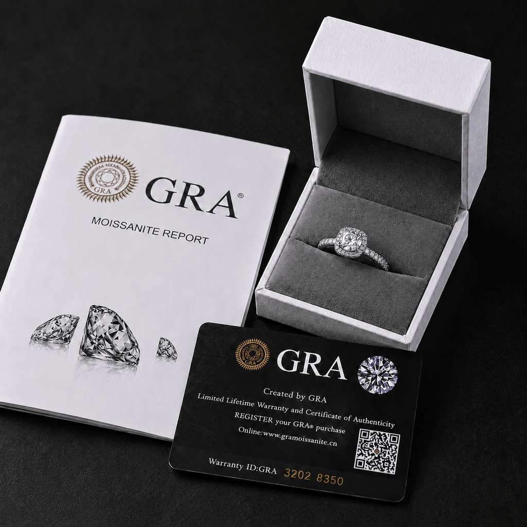Moissanite Square Halo Ring