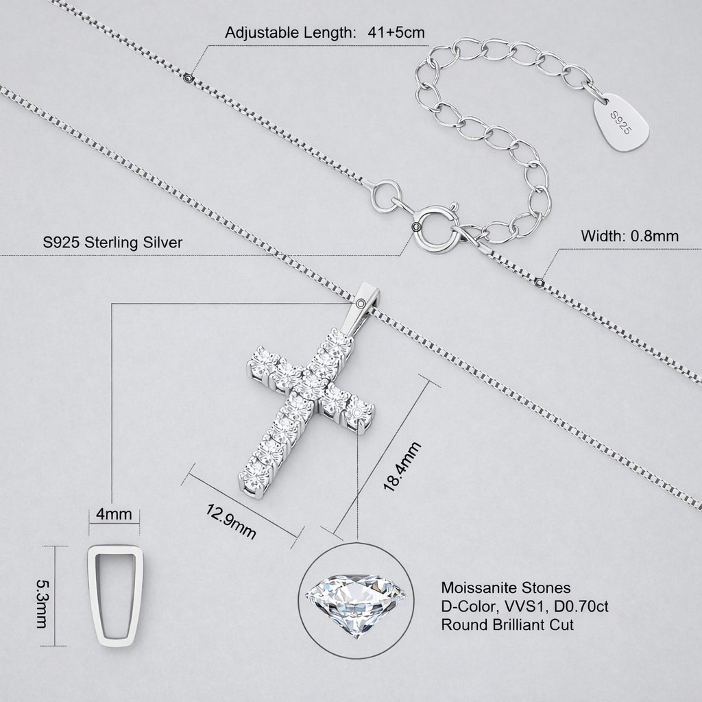 Moissanite Cross Necklace