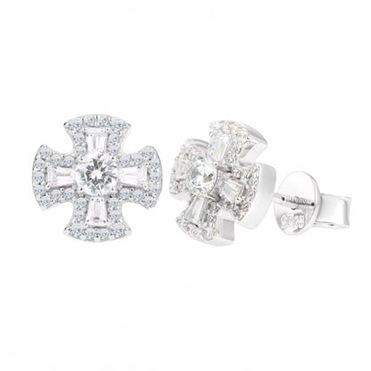 Moissanite Cross Stud Earrings