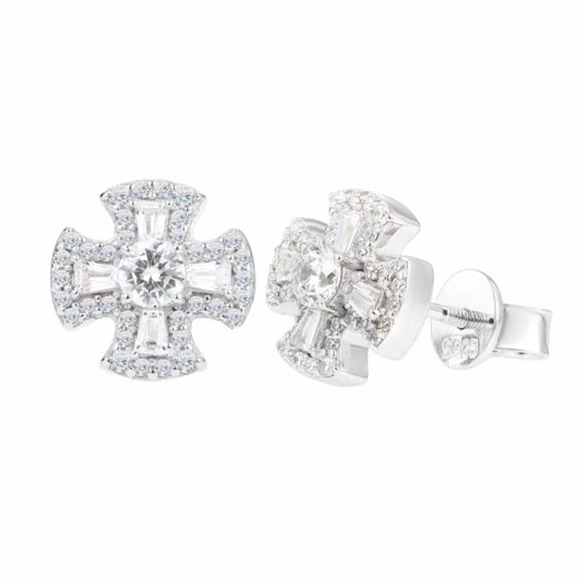 Moissanite Cross Stud Earrings