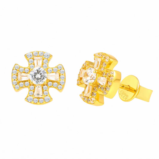Moissanite Cross Stud Earrings