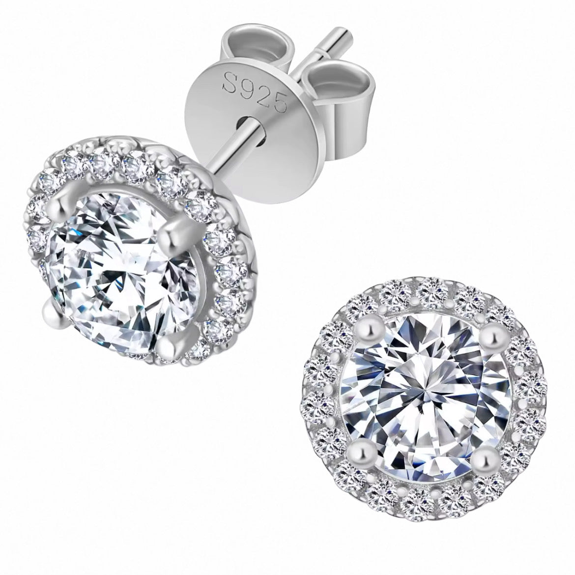Moissanite Halo Earrings