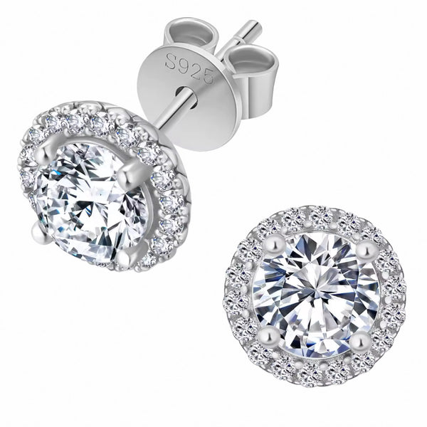 Moissanite Halo Earrings