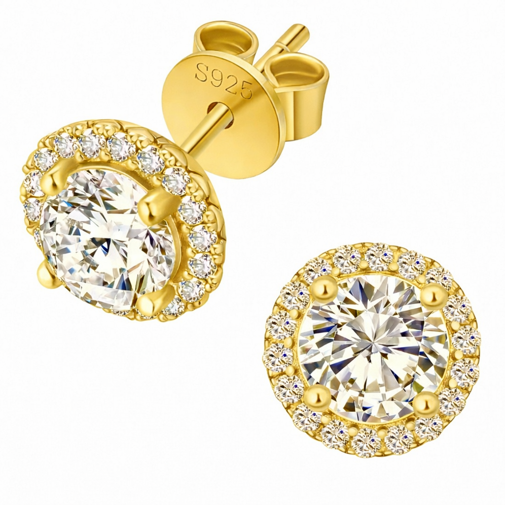 Moissanite Halo Earrings