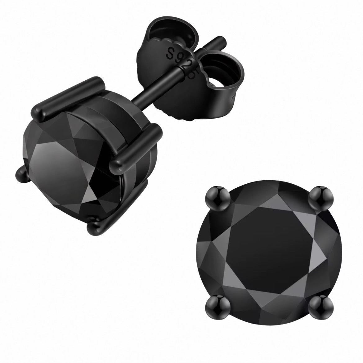 Black Moissanite Stud Earrings