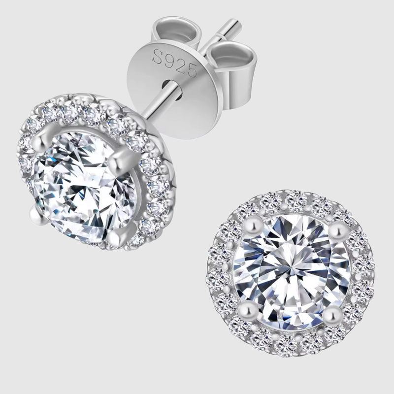 Moissanite Halo Earrings