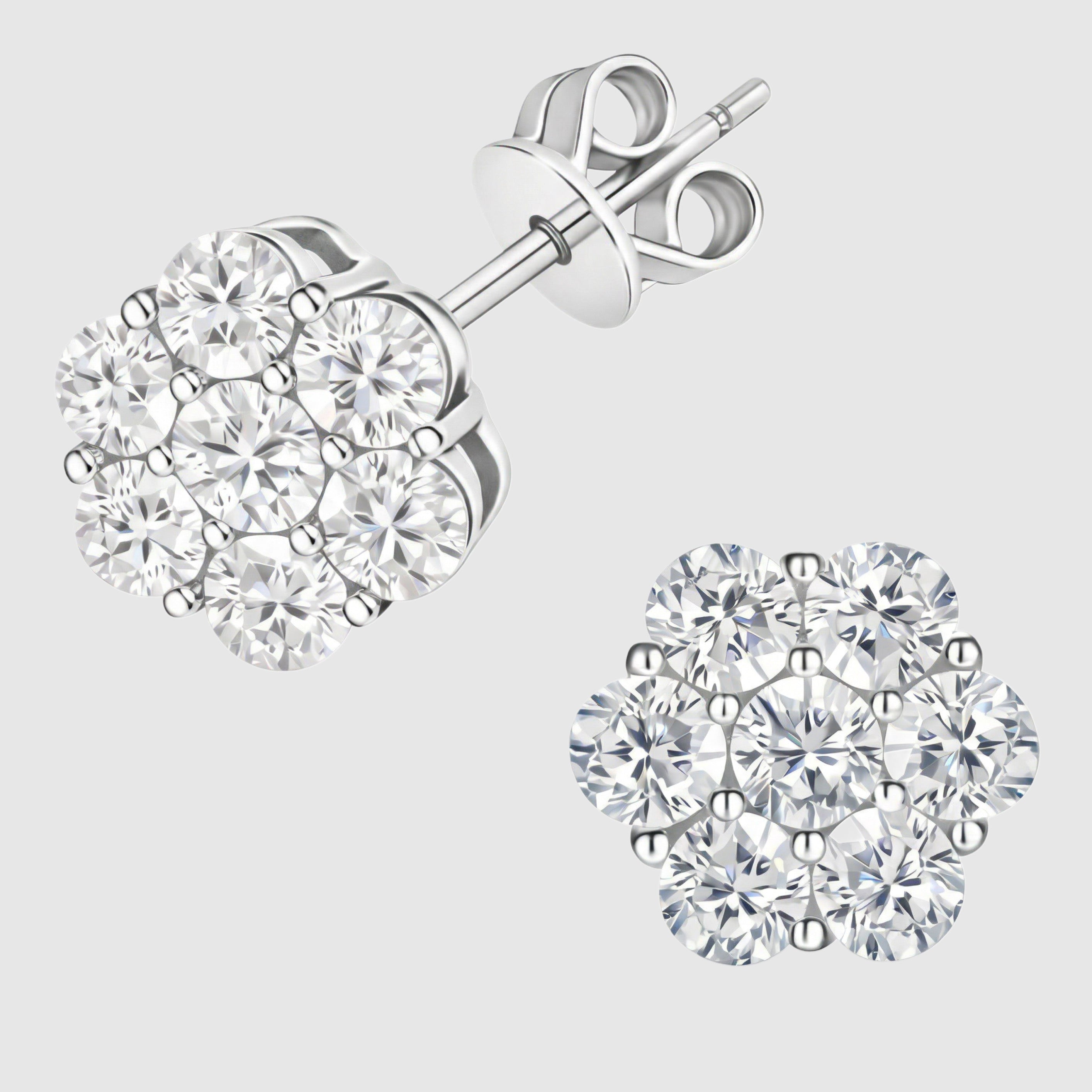 Moissanite Flower Earrings