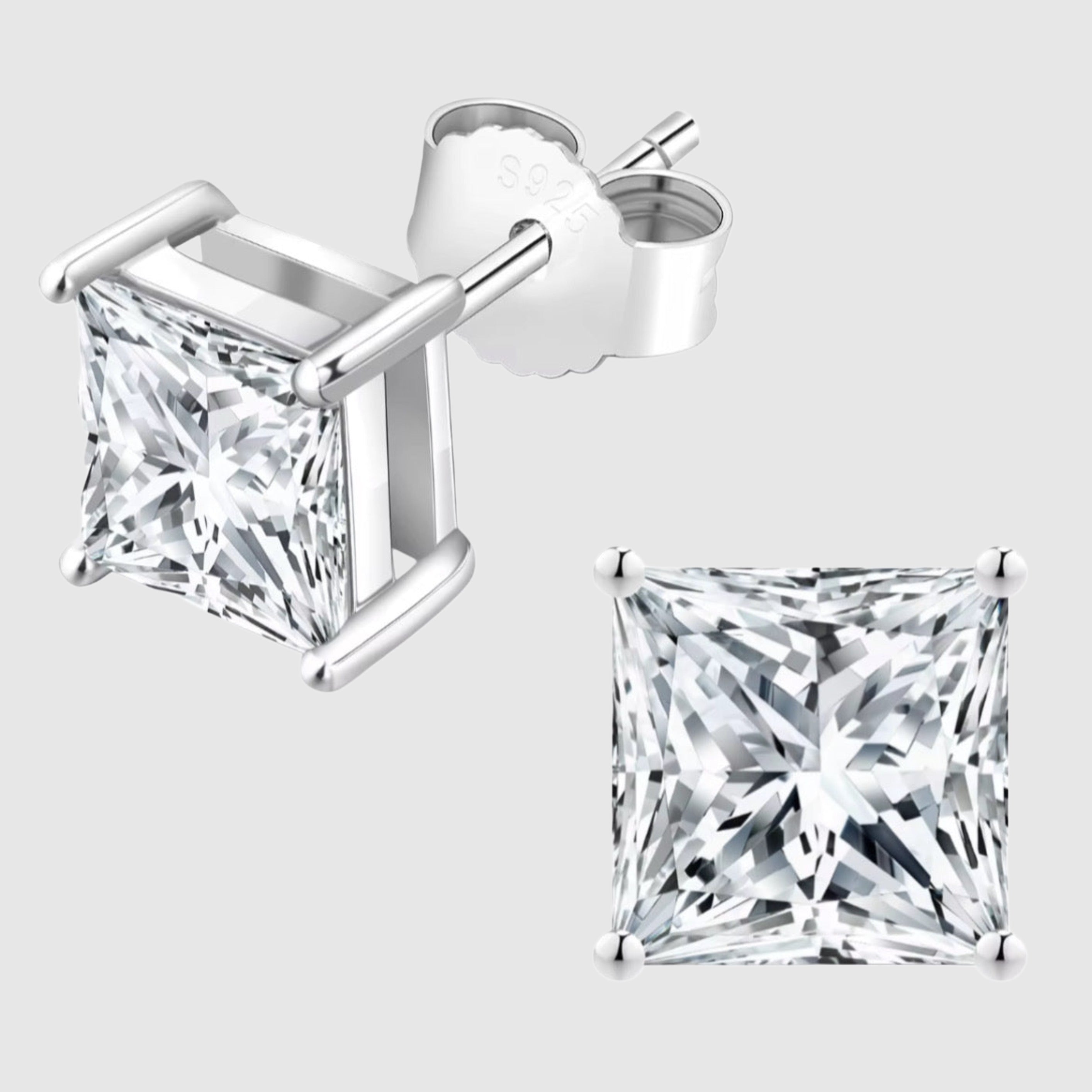 Moissanit-Ohrringe im Prinzessinnenschliff