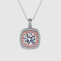 Moissanite Square Halo Necklace