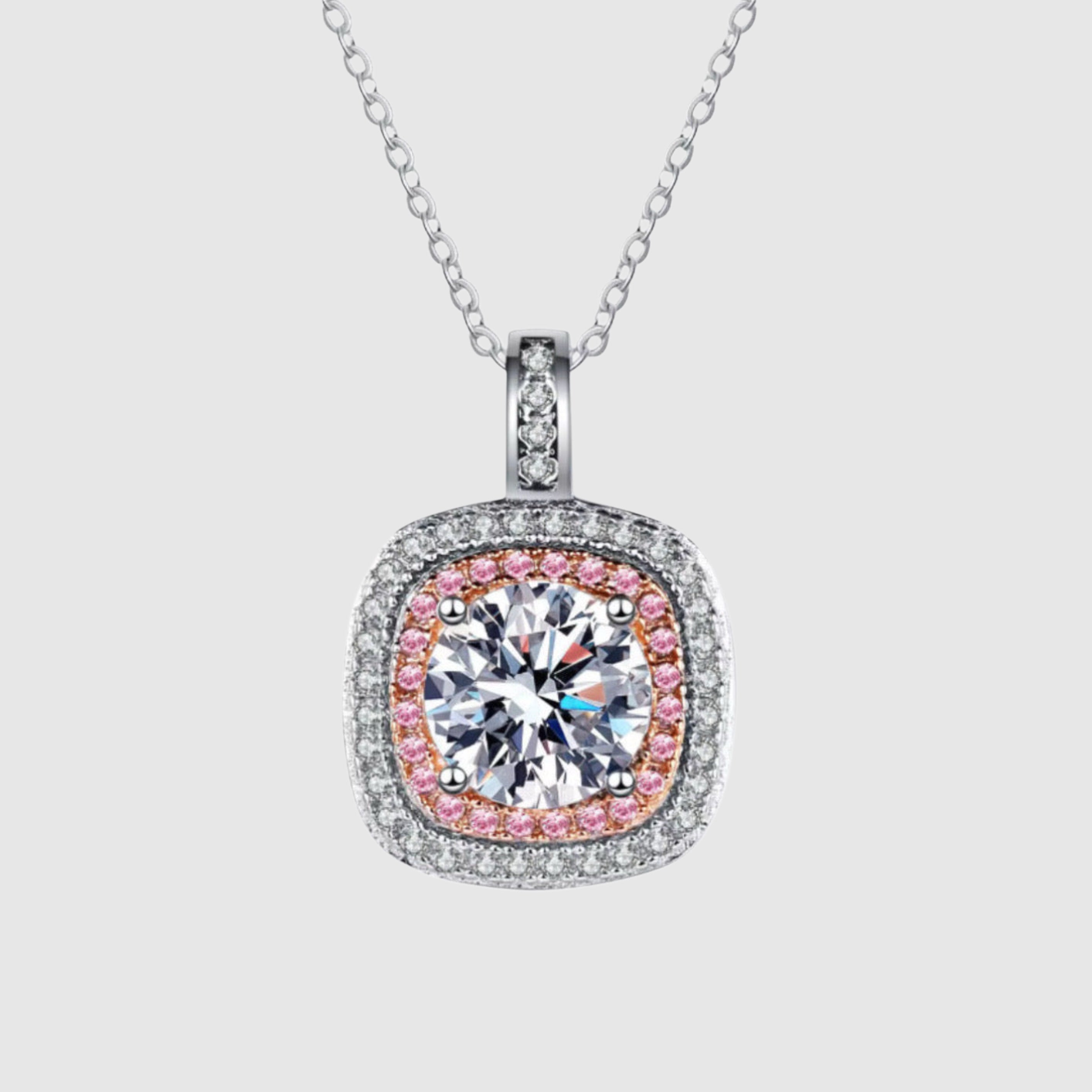 Moissanit-Halskette mit quadratischem Halo