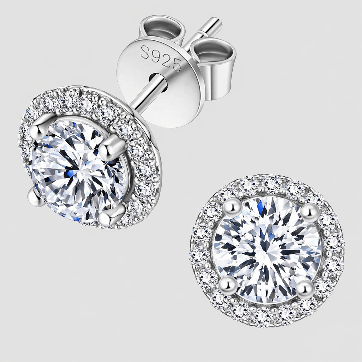 Moissanite Halo Earrings