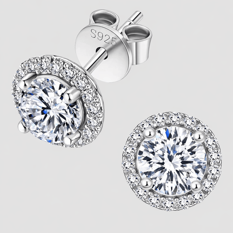 Moissanite Halo Earrings