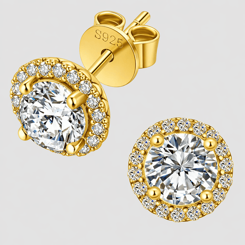 Moissanite Halo Earrings