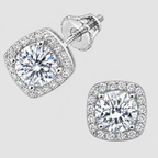 Square Moissanite Halo Earrings
