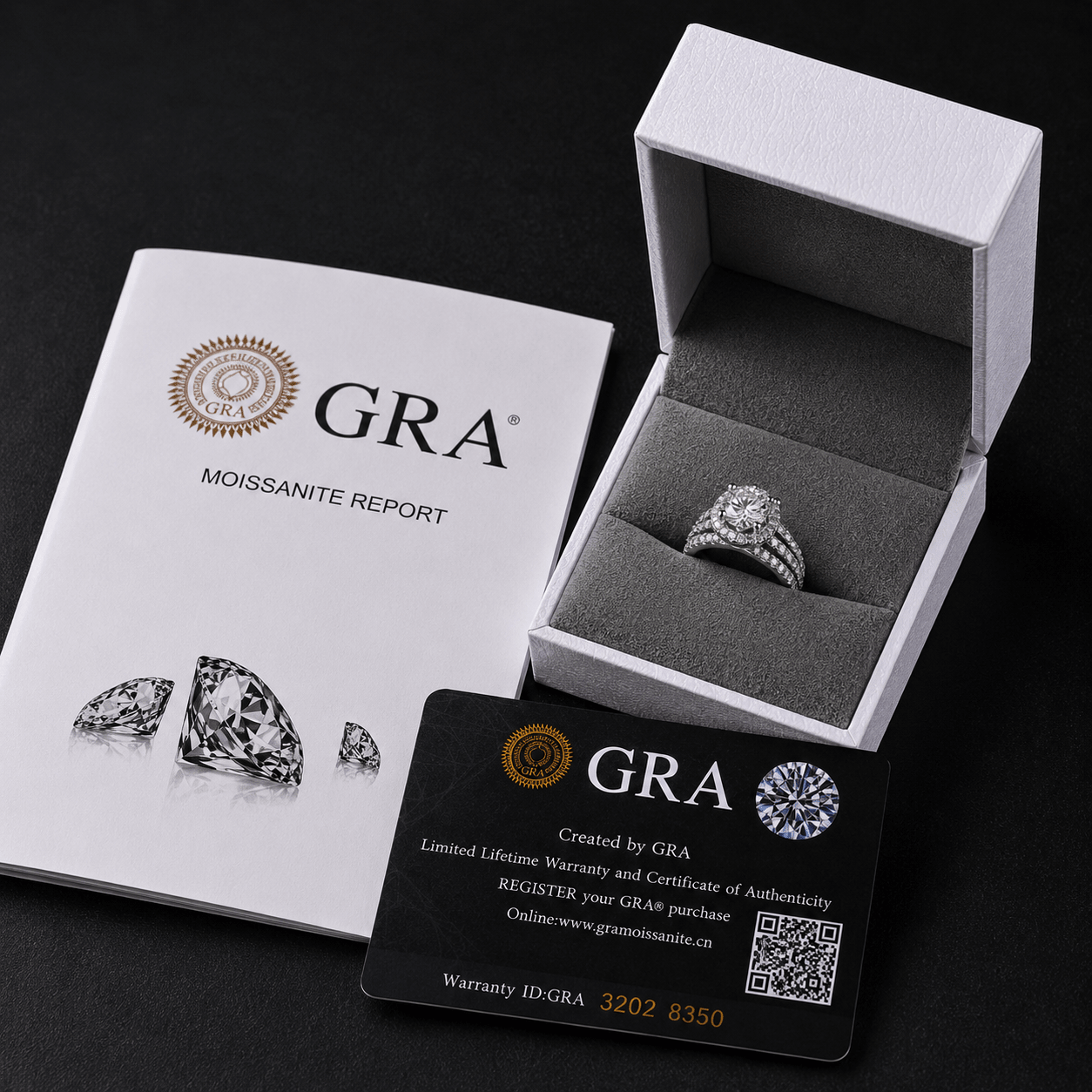 Moissanite Triple Row Ring
