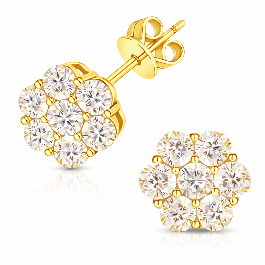 Moissanite Flower Earrings