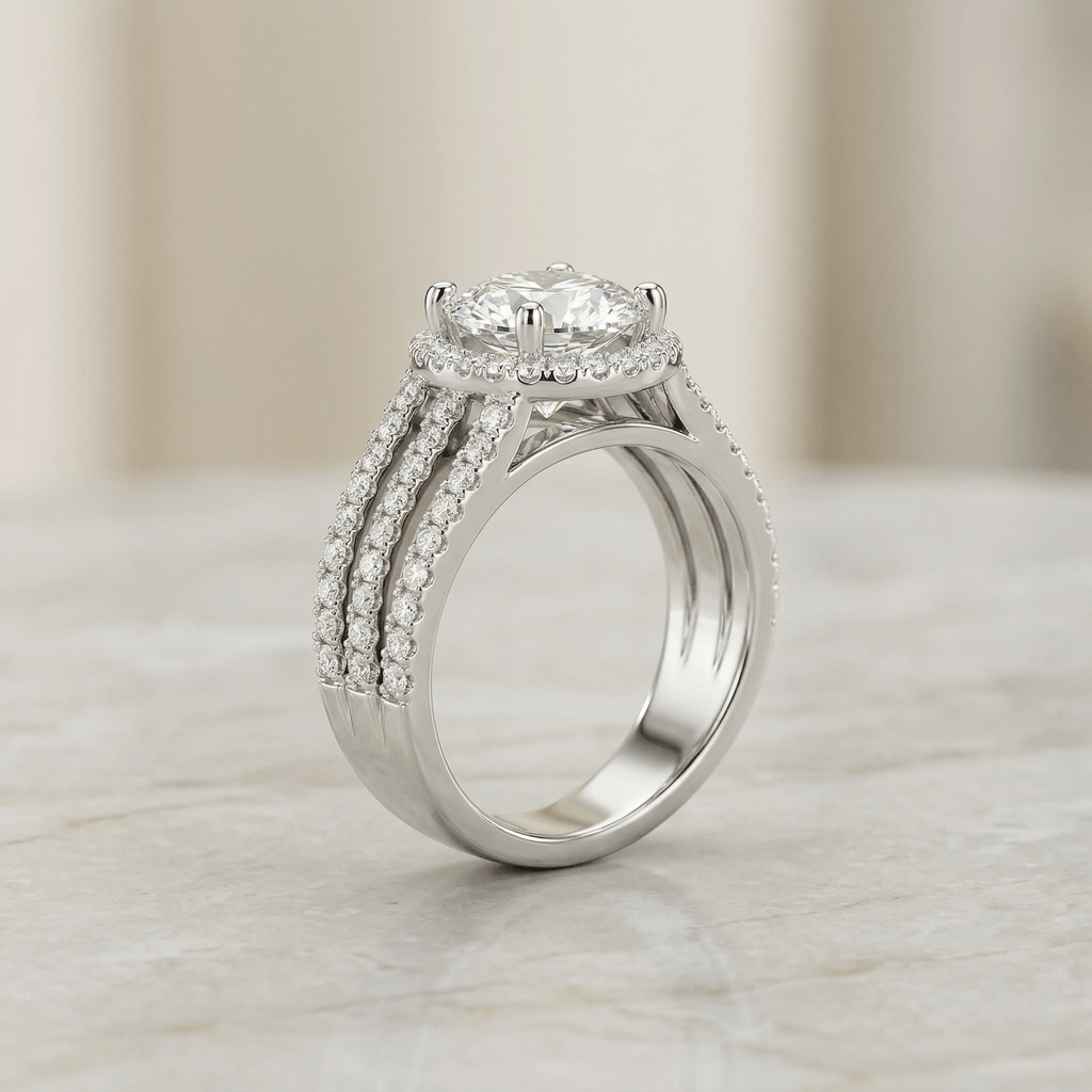 Moissanite Triple Row Ring