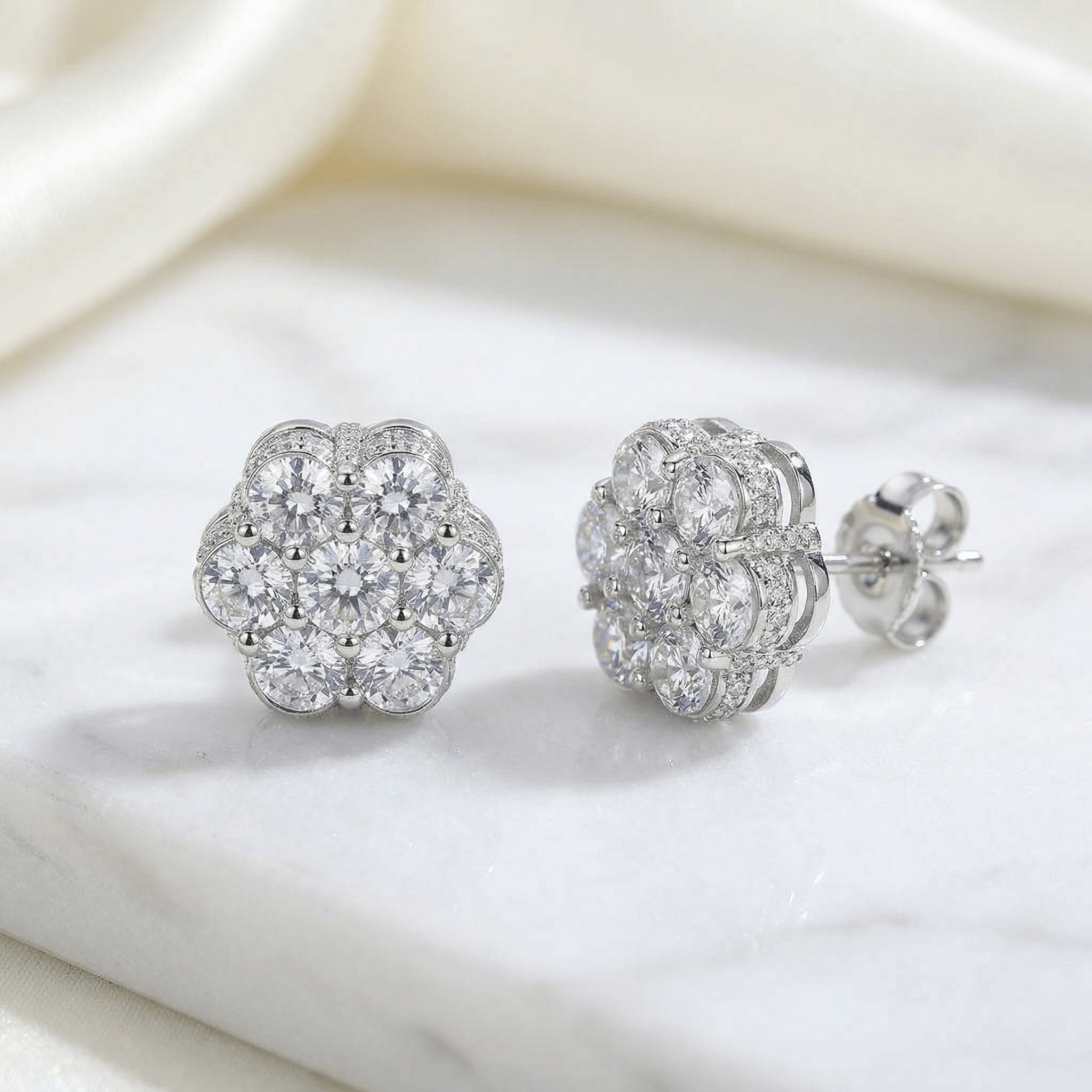 Moissanite Flower Earrings