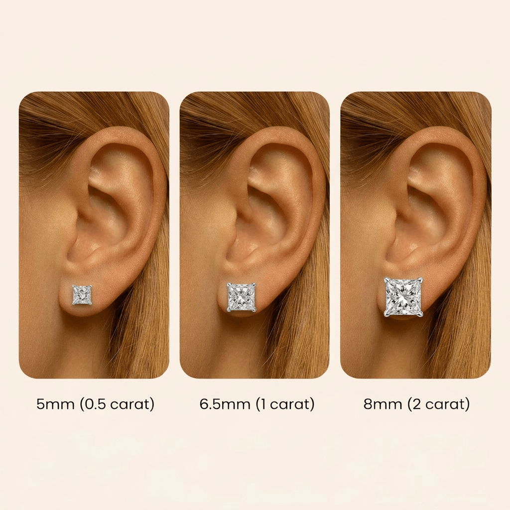 Moissanit-Ohrringe im Prinzessinnenschliff