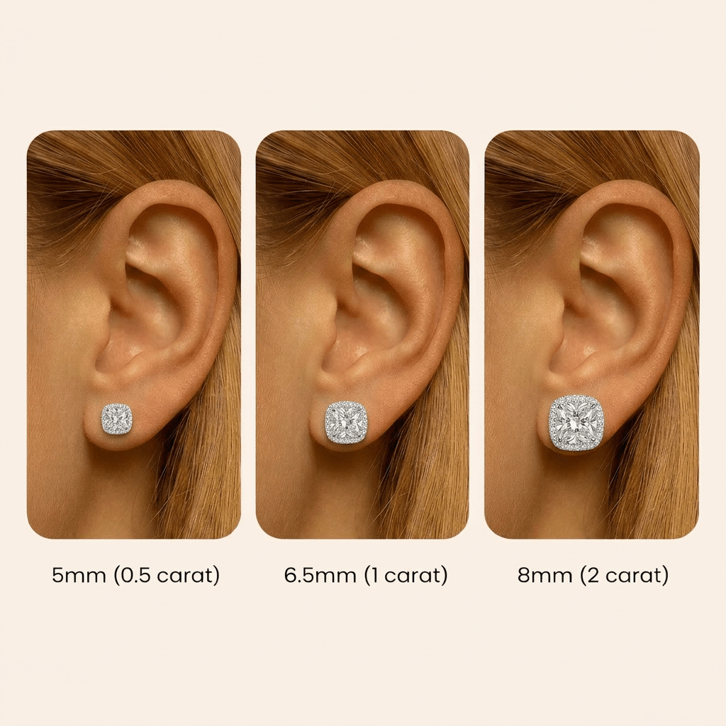 Square Moissanite Halo Earrings